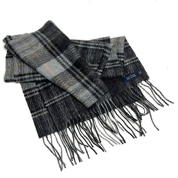 NWOT Club Room 100% Cashmere Plaid Gray Scarf 11,5x66 - Picture 2 of 7